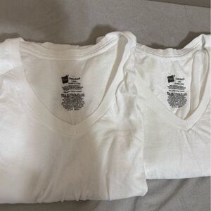 Hanes White V-Neck Short Sleeve Tee (Pair)
